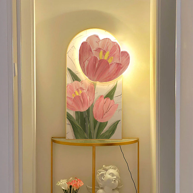Luminous Tulip Mural Wall Art With Light - Image 4