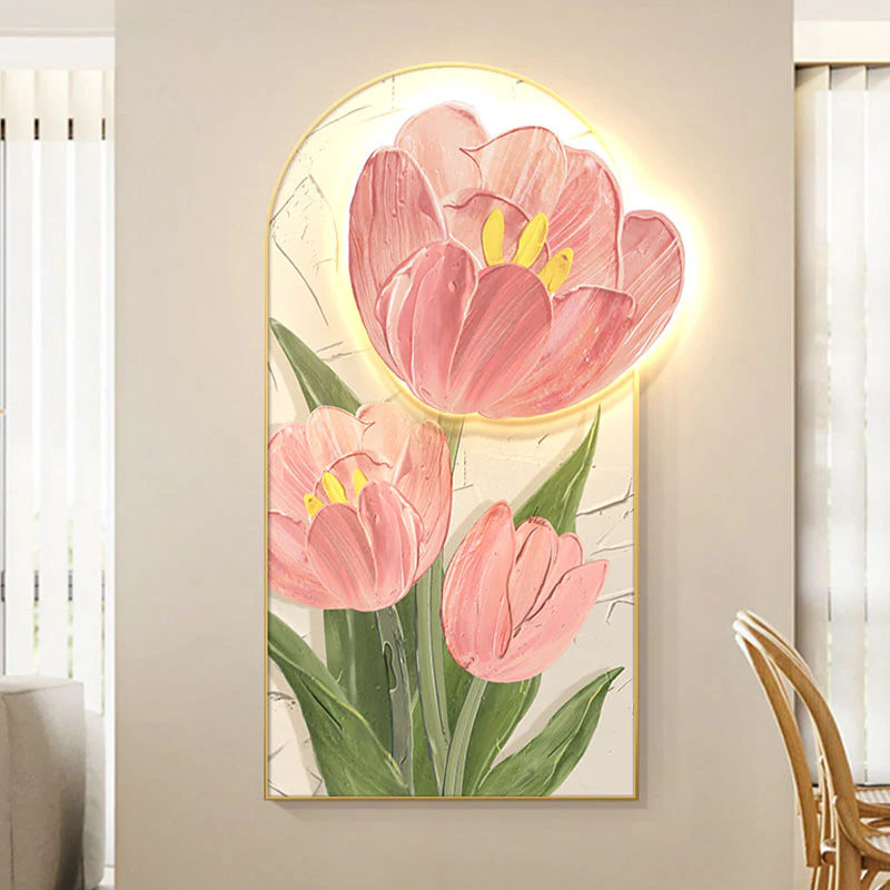 Luminous Tulip Mural Wall Art With Light - Image 5