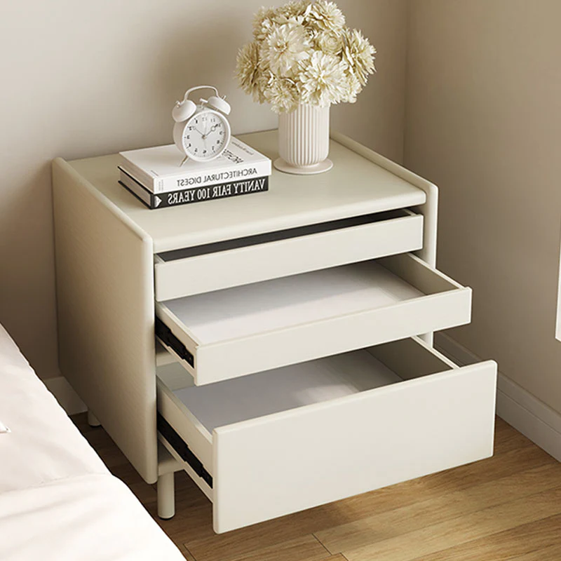 Luna Bedside Table Storage, Cream - Image 3