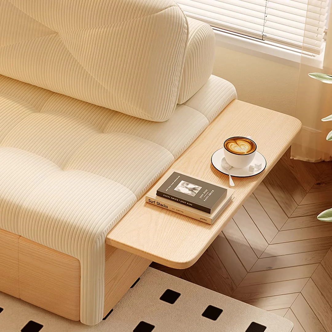 Makhmud Single Seater Sofa Bed With Foldable Side Table & Phone Holder, Corduroy - Image 8