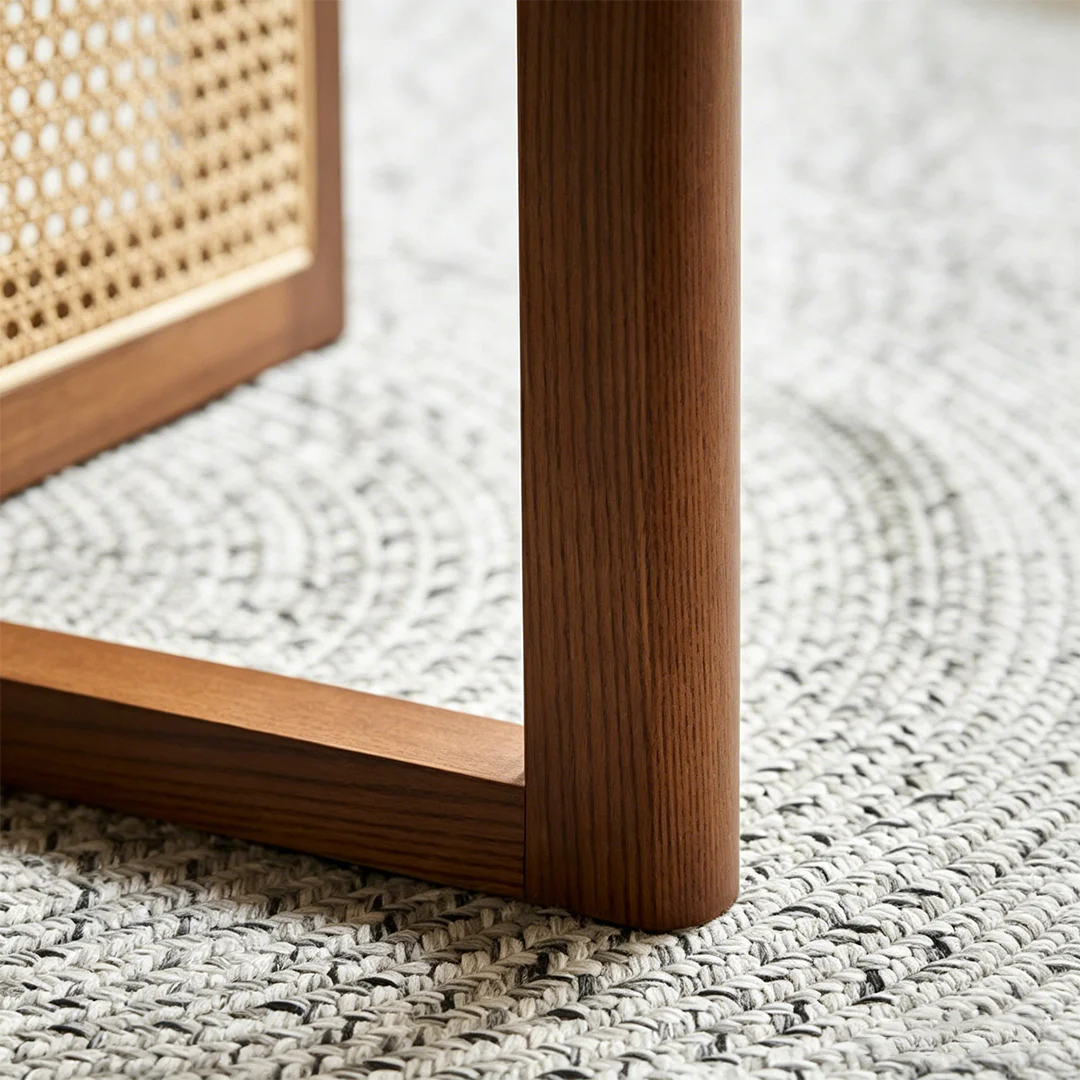 Margot Rattan Dining Table, Solid Wood & Rattan - Image 10