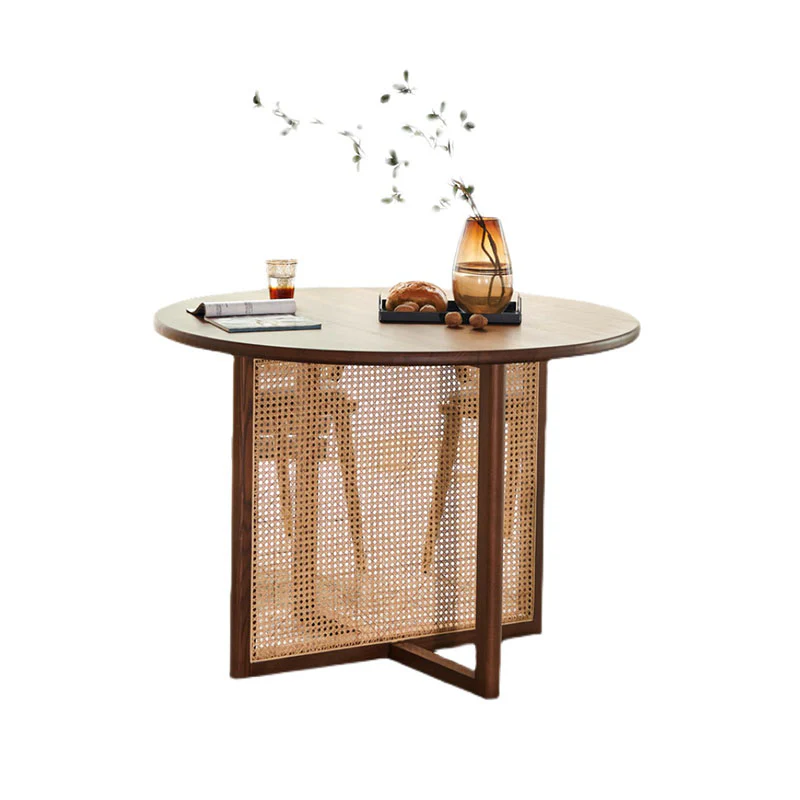 Margot Rattan Dining Table, Solid Wood & Rattan - Image 12