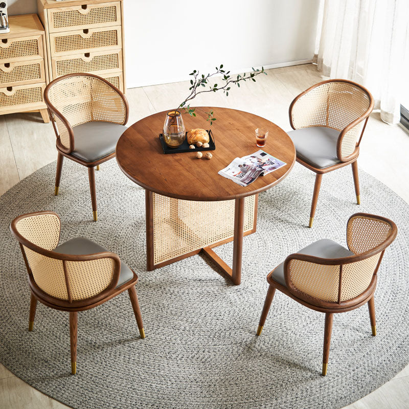 Margot Rattan Dining Table, Solid Wood & Rattan - Image 2