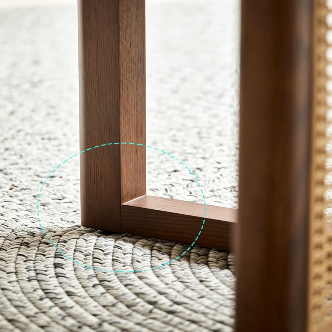 Margot Rattan Dining Table, Solid Wood & Rattan - Image 9