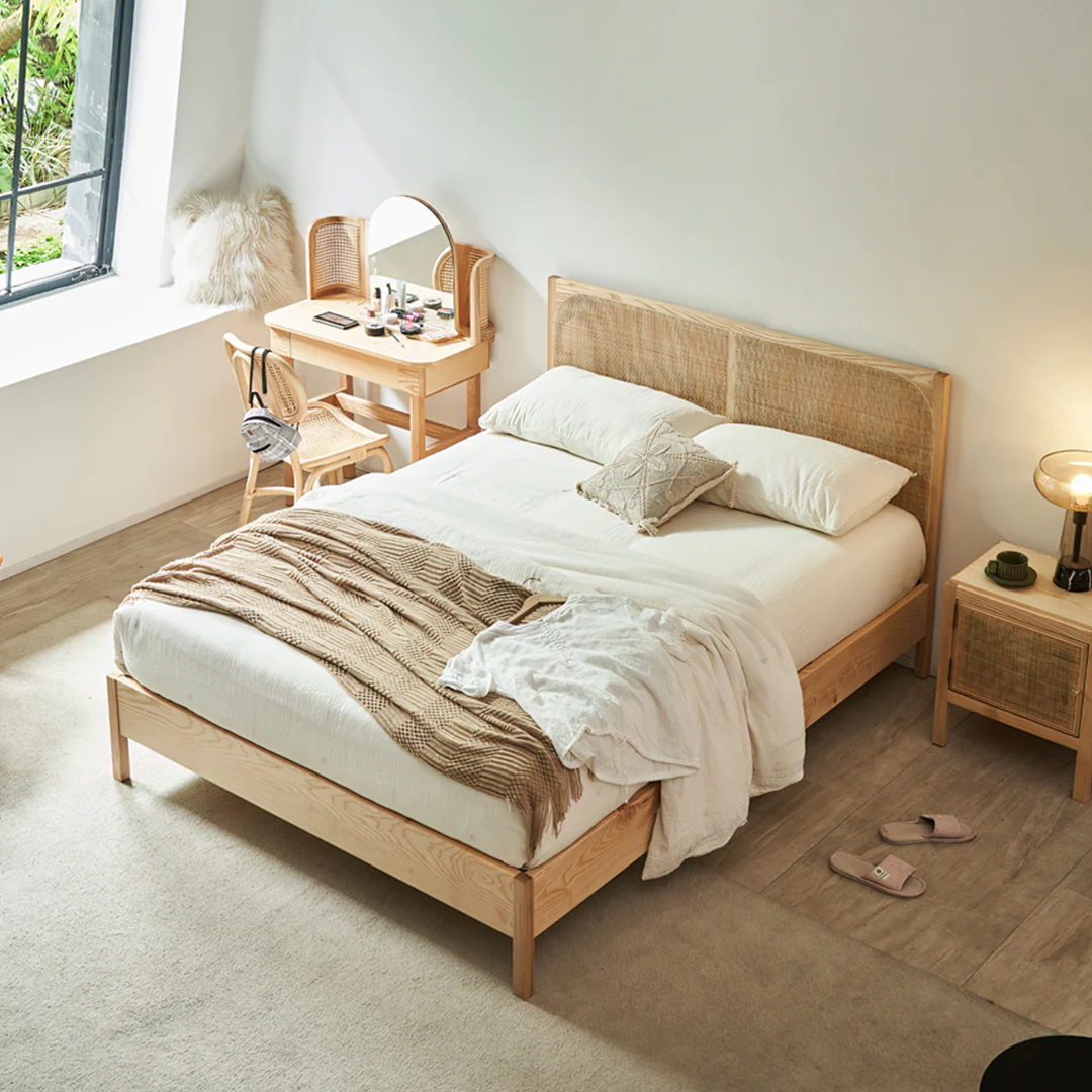 Mason King Size Bed, Superking Size Bed, Rattan & Solid Wood, Oak - Image 3