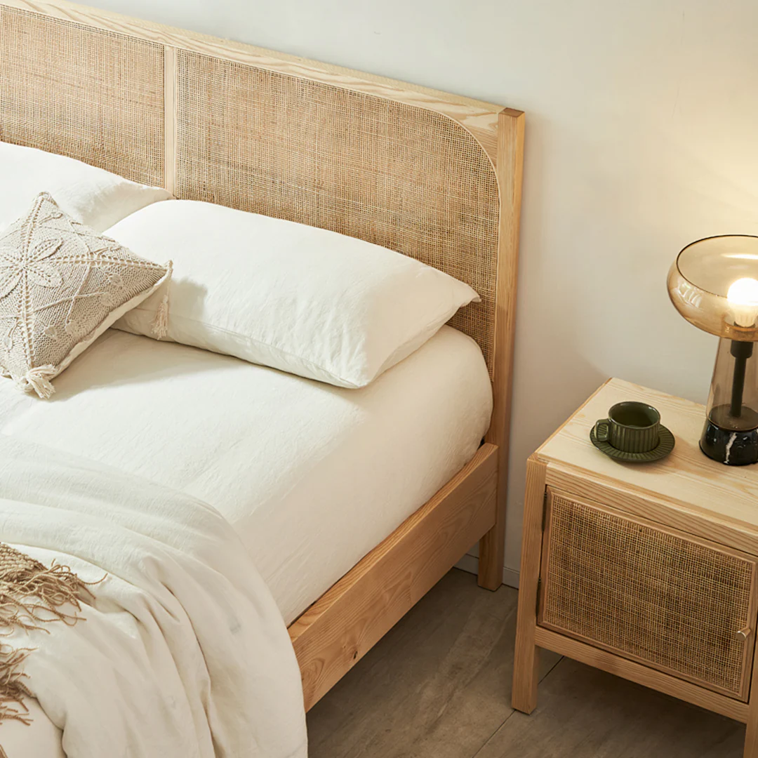 Mason King Size Bed, Superking Size Bed, Rattan & Solid Wood, Oak - Image 5