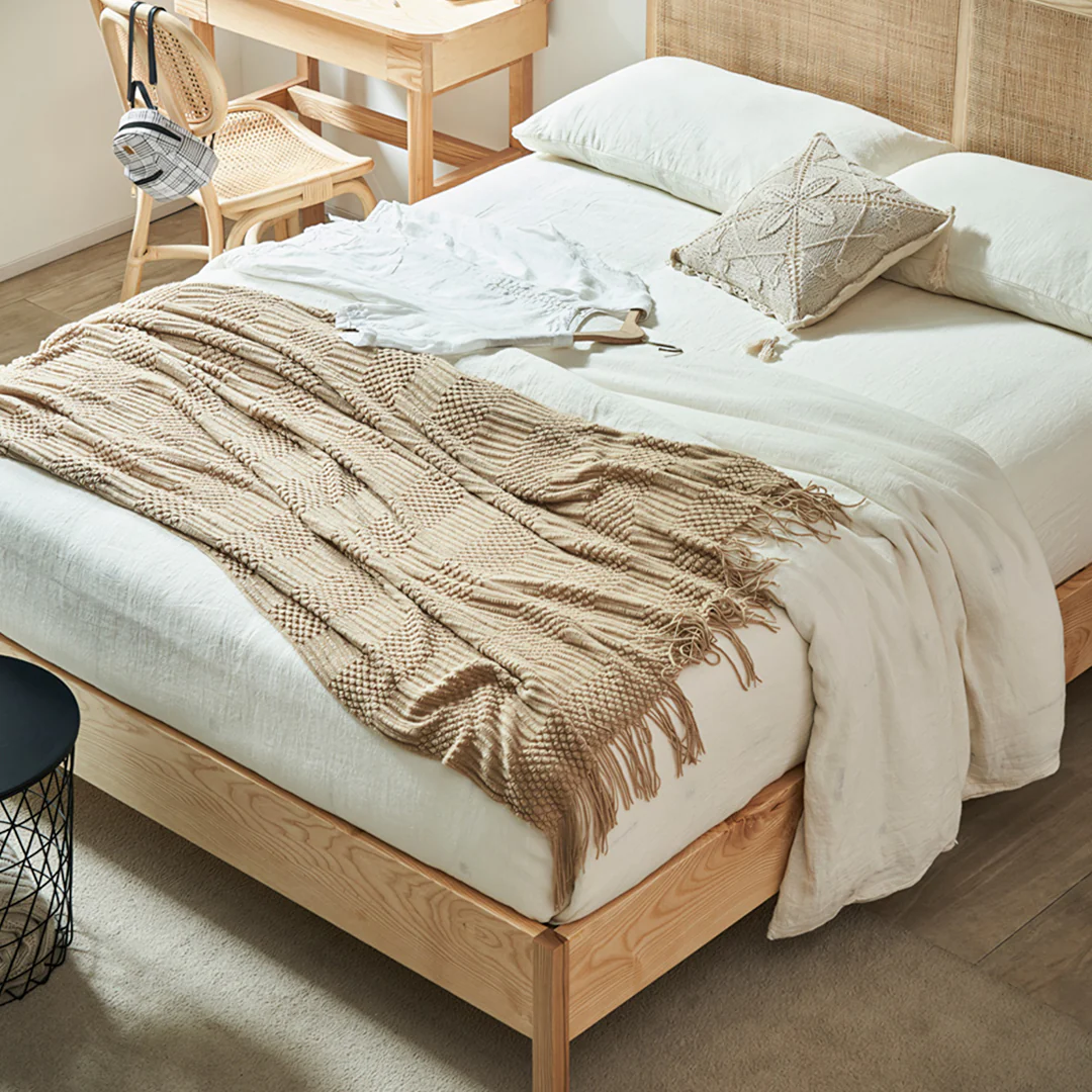 Mason King Size Bed, Superking Size Bed, Rattan & Solid Wood, Oak - Image 7