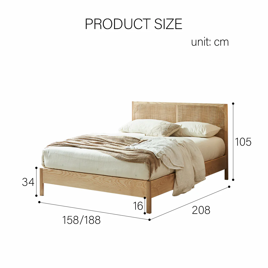 Mason King Size Bed, Superking Size Bed, Rattan & Solid Wood, Oak - Image 9