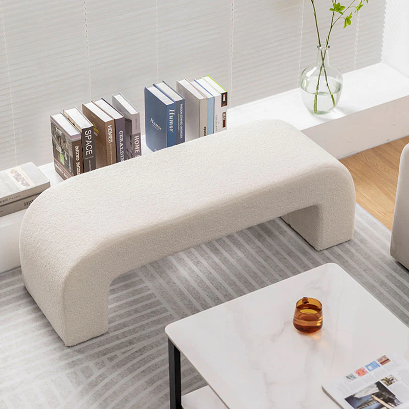 Maxine Boucle Bench, White Boucle - Image 3