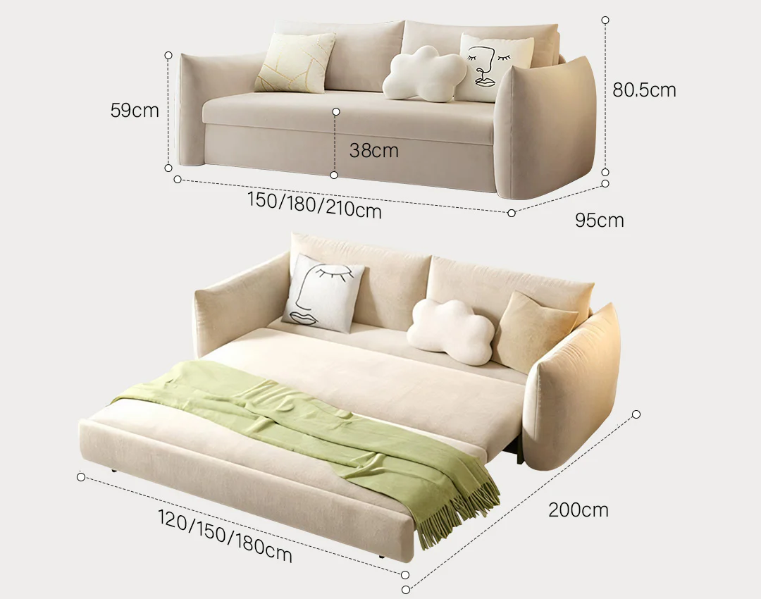 Meera Two Seater Sofa Bed with Storage, Suede - Image 12