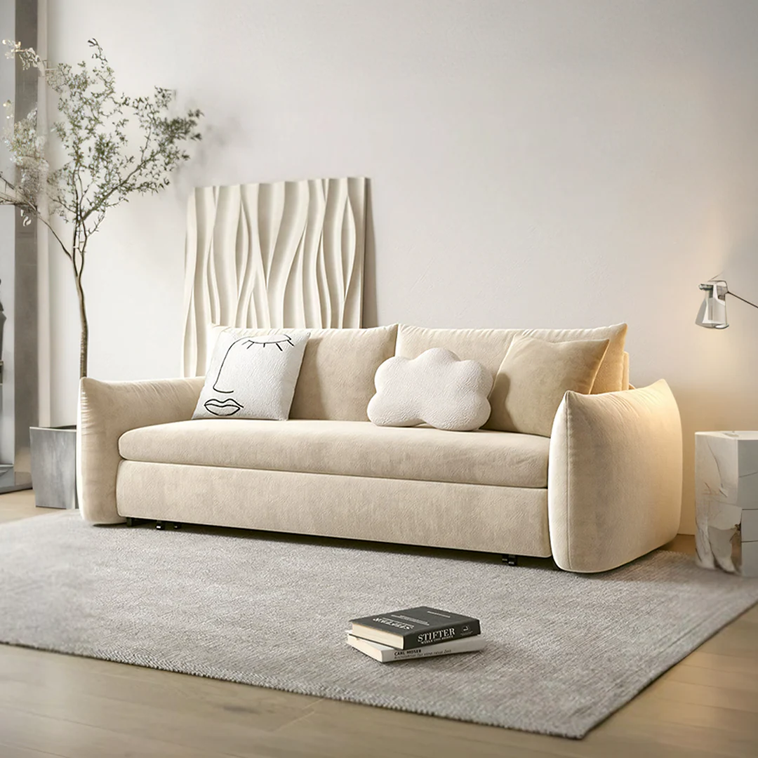 Meera Two Seater Sofa Bed with Storage, Suede - Image 2