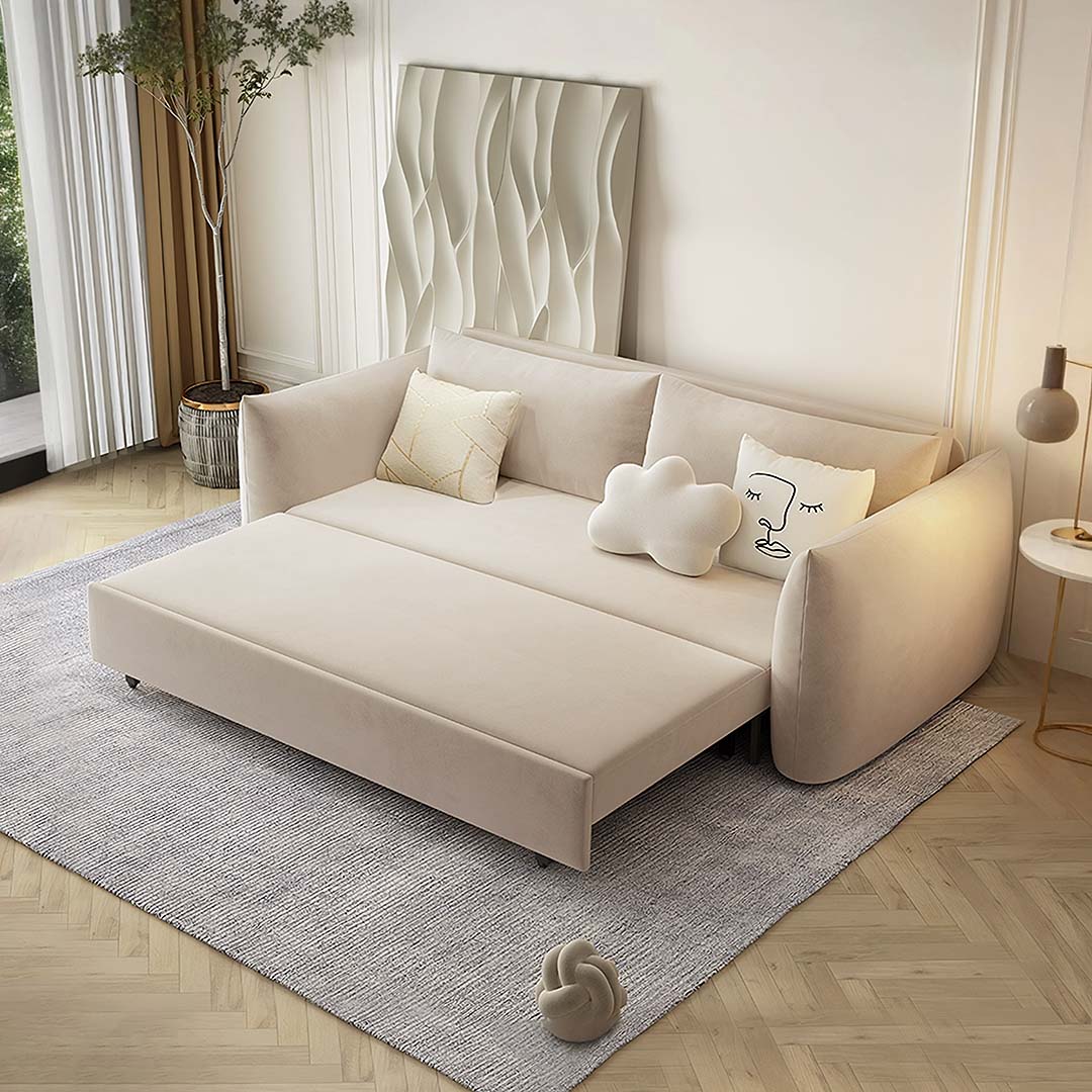 Meera Two Seater Sofa Bed with Storage, Suede - Image 4