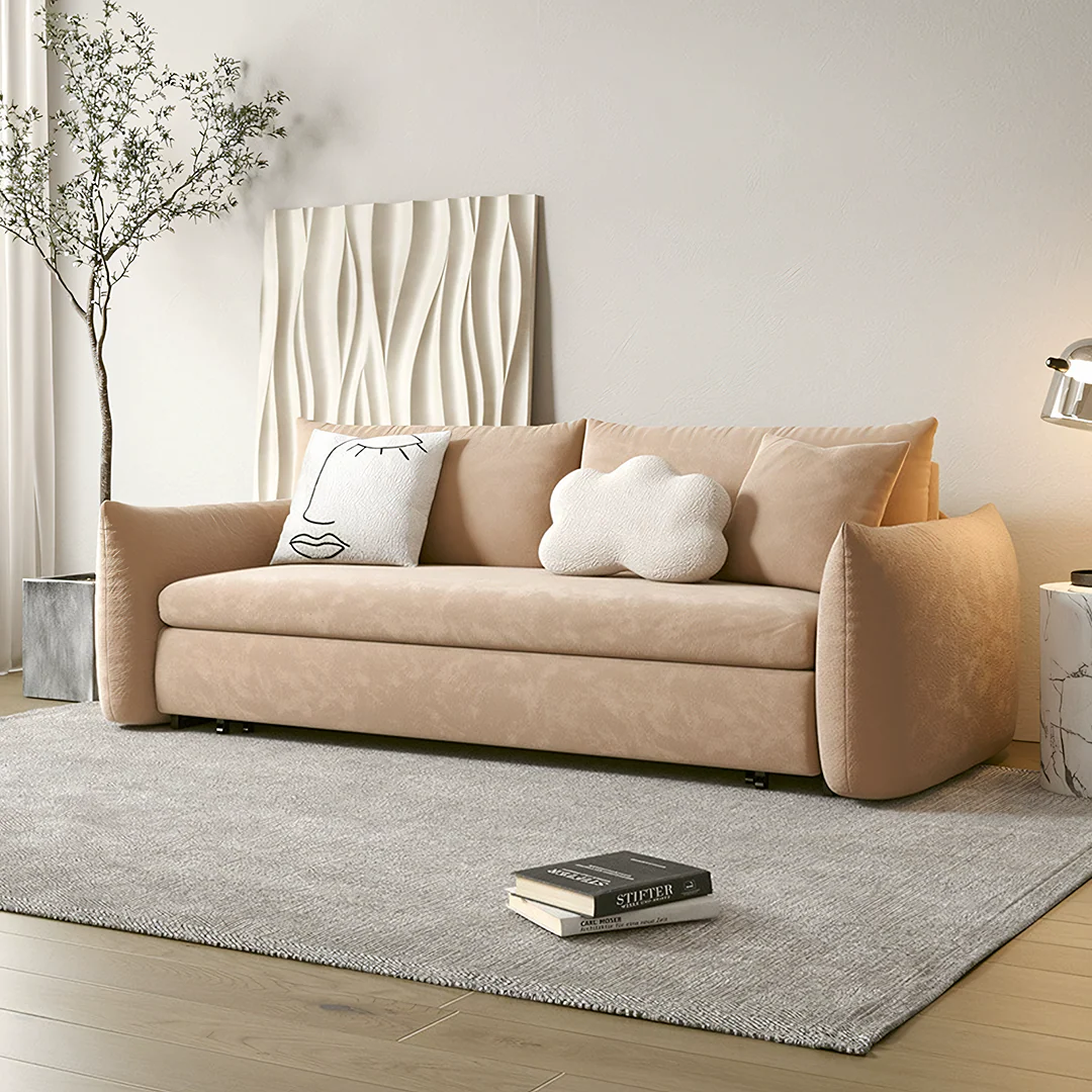 Meera Two Seater Sofa Bed with Storage, Suede - Image 9