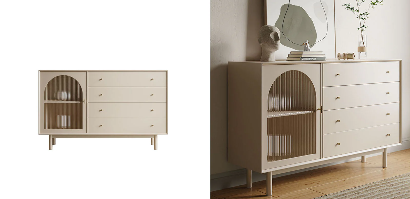 Meerveil Sideboard, One Glass Door With Four Drawers - Image 5