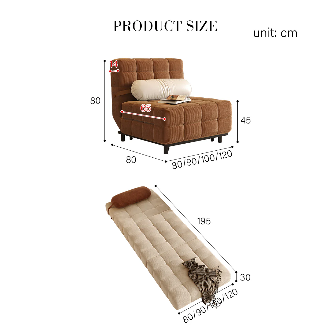 Mendez Single Sofa Bed, Two Seater Sofa Bed, Corduroy - Image 12