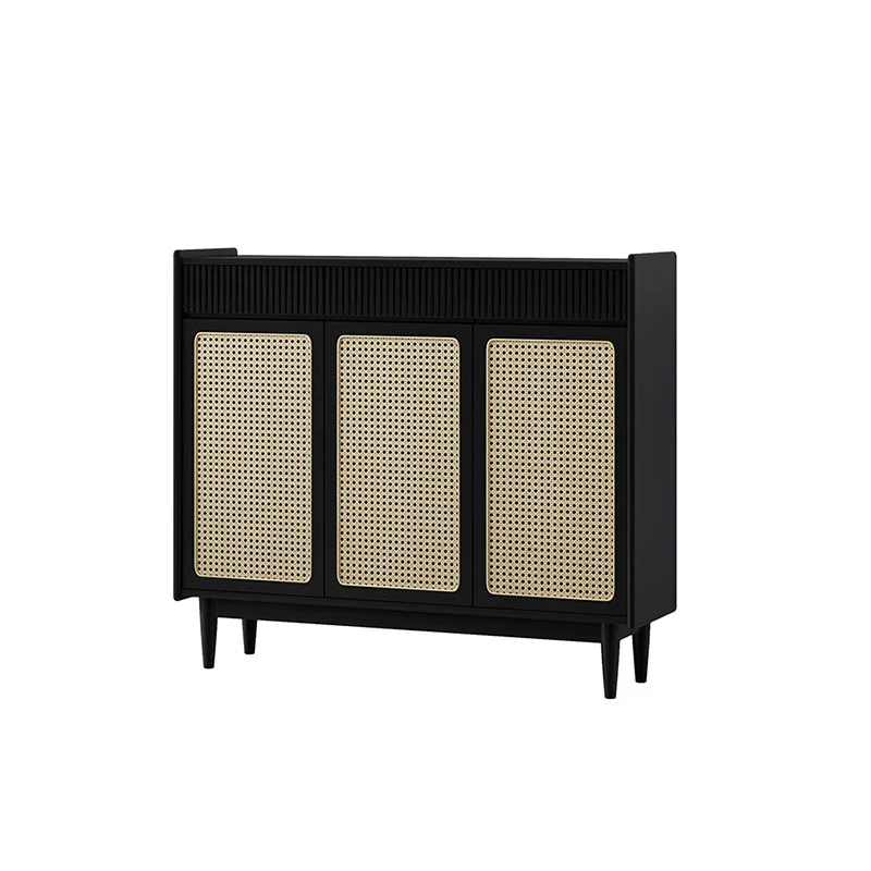 Merton Rattan Shoe Storage With Drawer, Black - Image 6