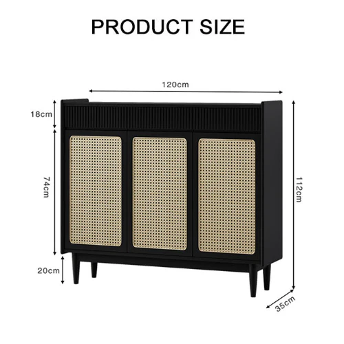 Merton Rattan Shoe Storage With Drawer, Black - Image 7