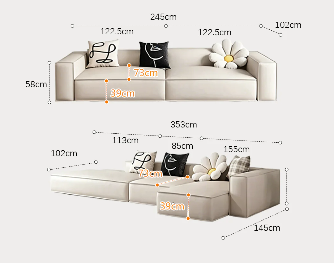 Milton Two Seater Sofa, Four Seater Corner Sofa, Leathaire - Image 8