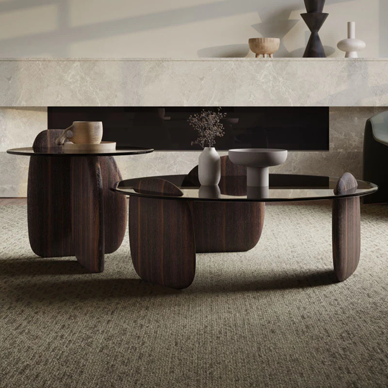 Modern Coffee Table set for Living Room, Dark Walnut Color - Image 4