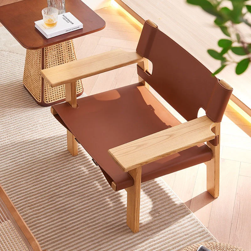 Mona Armchair, Saddle Leather & Ash Wood - Image 2