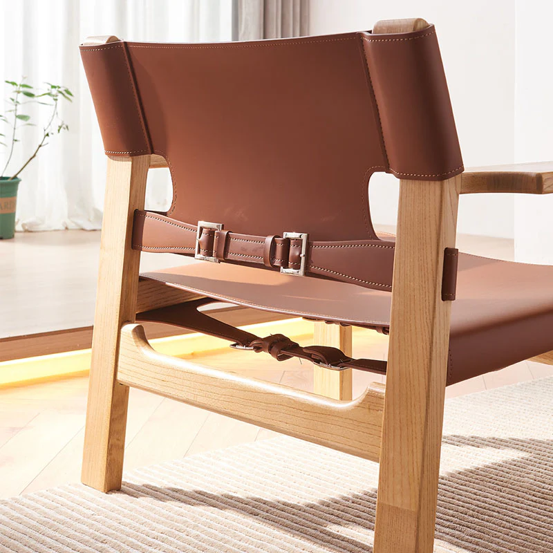 Mona Armchair, Saddle Leather & Ash Wood - Image 4
