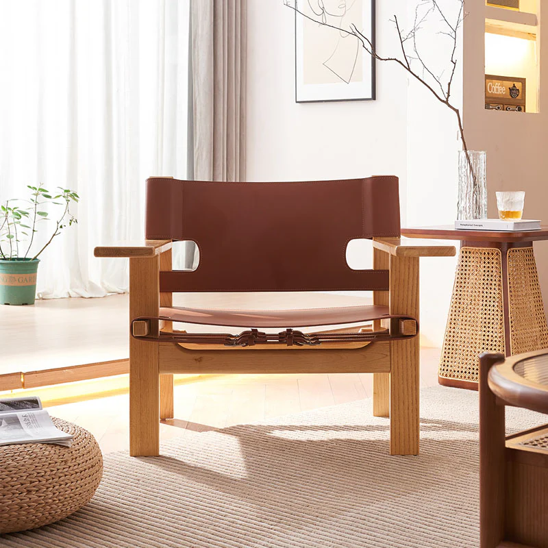 Mona Armchair, Saddle Leather & Ash Wood - Image 5