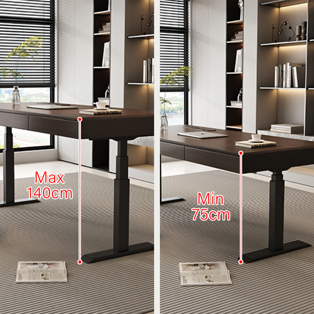 Moreno Electric Standing Office Desk With Storage, Solid Wood - Image 6