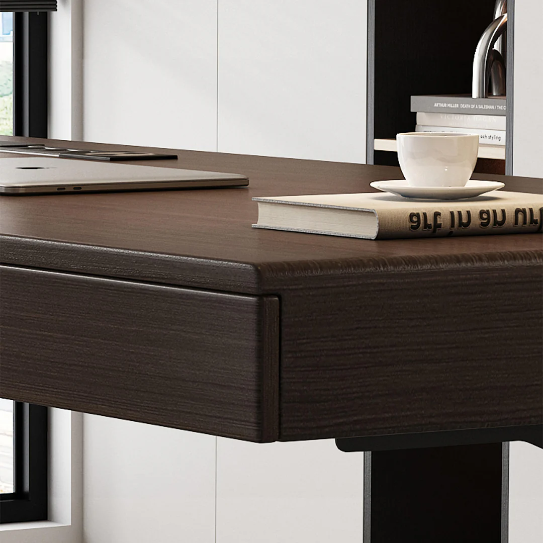 Moreno Electric Standing Office Desk With Storage, Solid Wood - Image 7