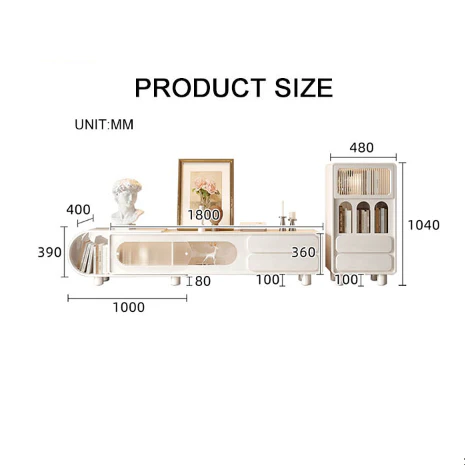 Murphy TV Stand with Sideboard, Murphy Living Room Set, Cream - Image 6