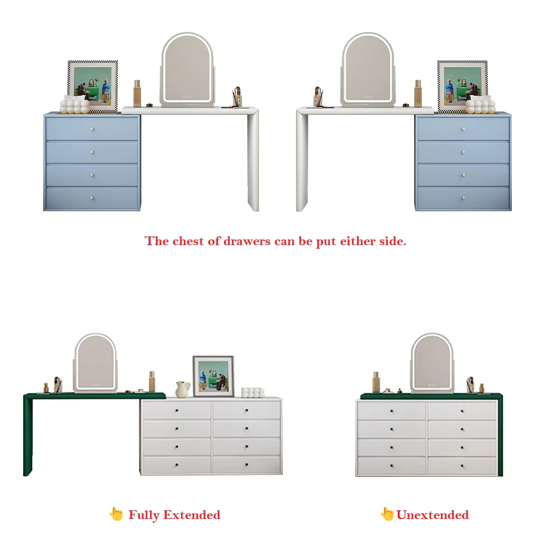Nair Corner Dressing Table With LED Mirror, Macaroon Colour - Image 10