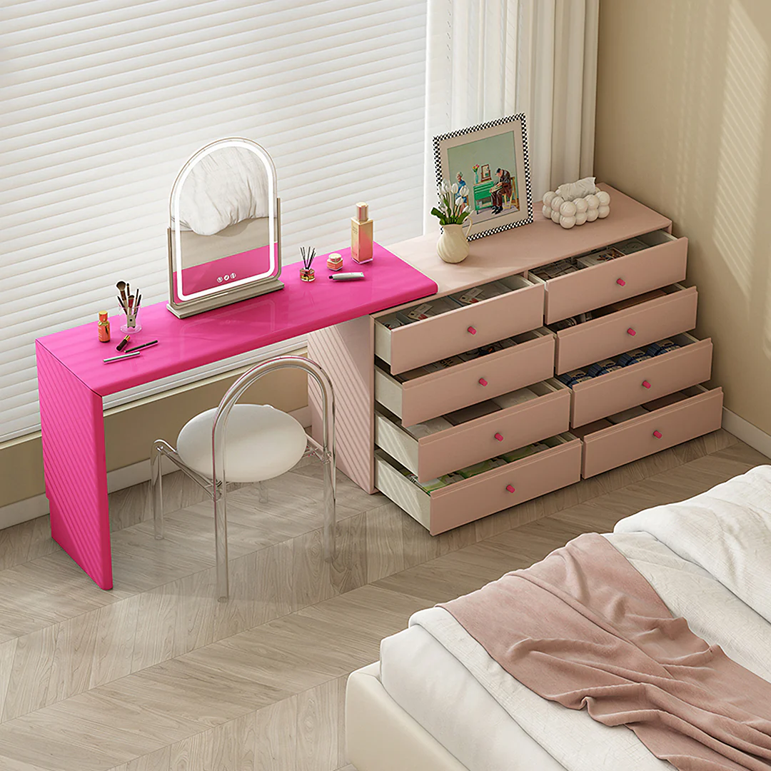 Nair Corner Dressing Table With LED Mirror, Macaroon Colour - Image 4