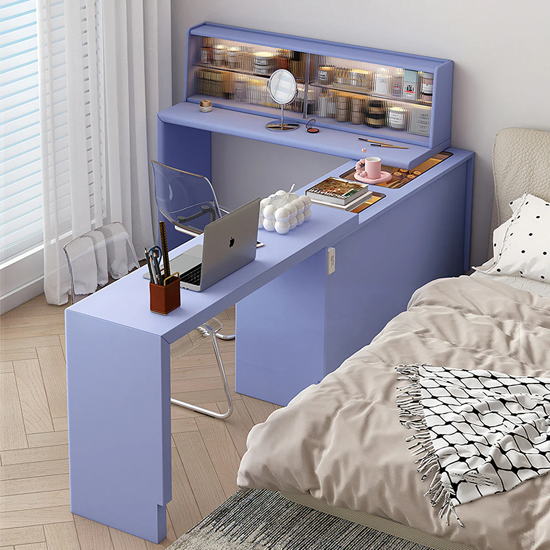 Nair Corner Dressing Table With LED Mirror, Macaroon Colour - Image 5