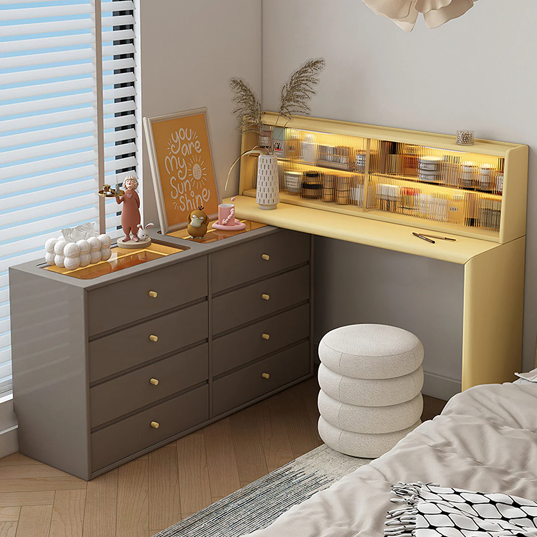 Nair Corner Dressing Table With LED Mirror, Macaroon Colour - Image 6