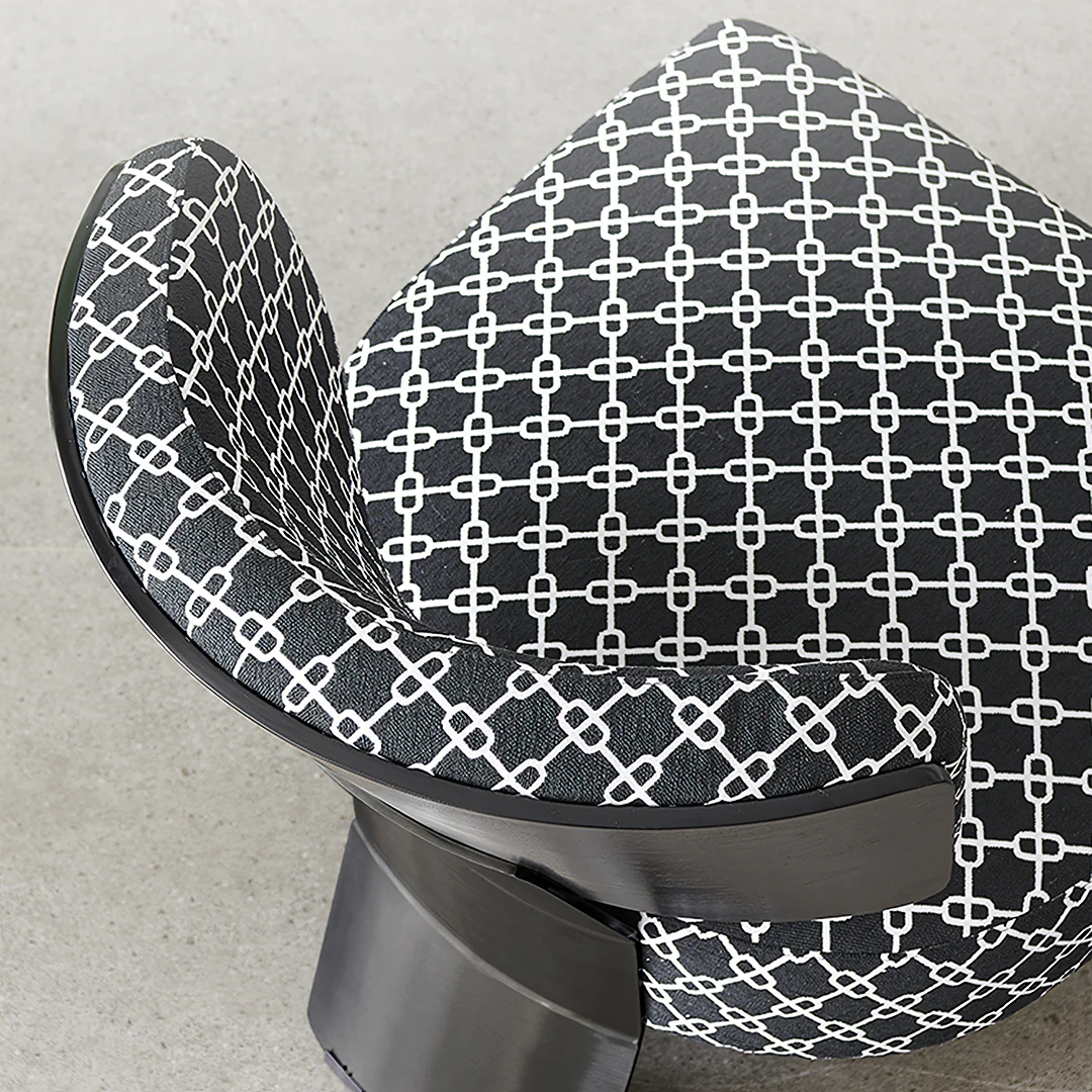 Nascimento Patterned Accent Chair, Black Armchair - Image 2