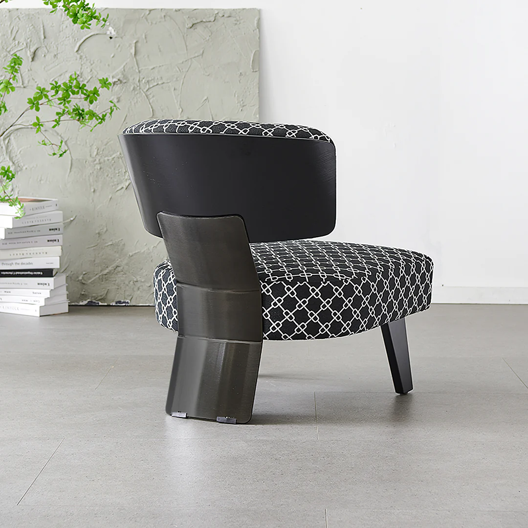Nascimento Patterned Accent Chair, Black Armchair - Image 4