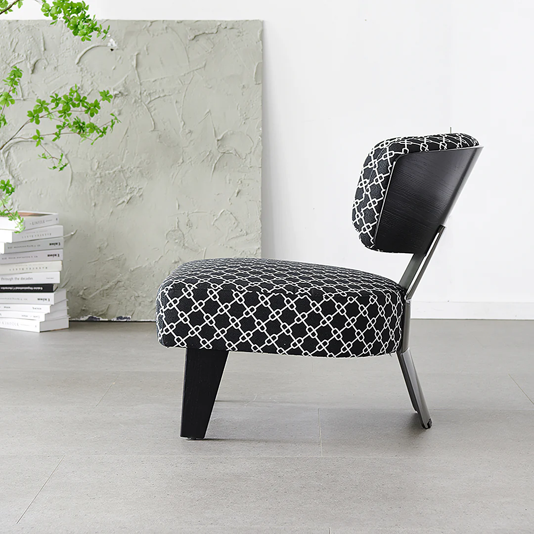 Nascimento Patterned Accent Chair, Black Armchair - Image 6
