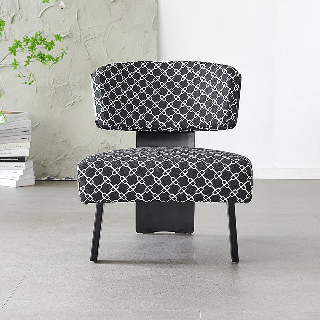 Nascimento Patterned Accent Chair, Black Armchair - Image 7