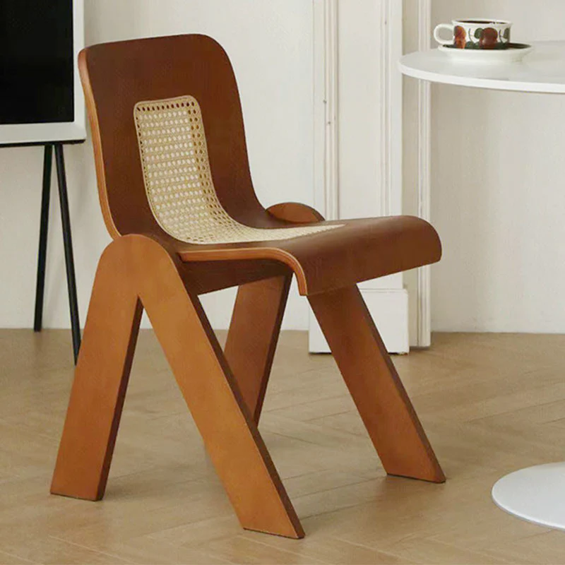 Nita Curved Rattan Dining Chair, Rubber Wood - Image 2