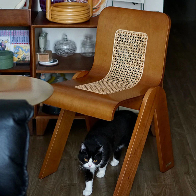 Nita Curved Rattan Dining Chair, Rubber Wood - Image 5