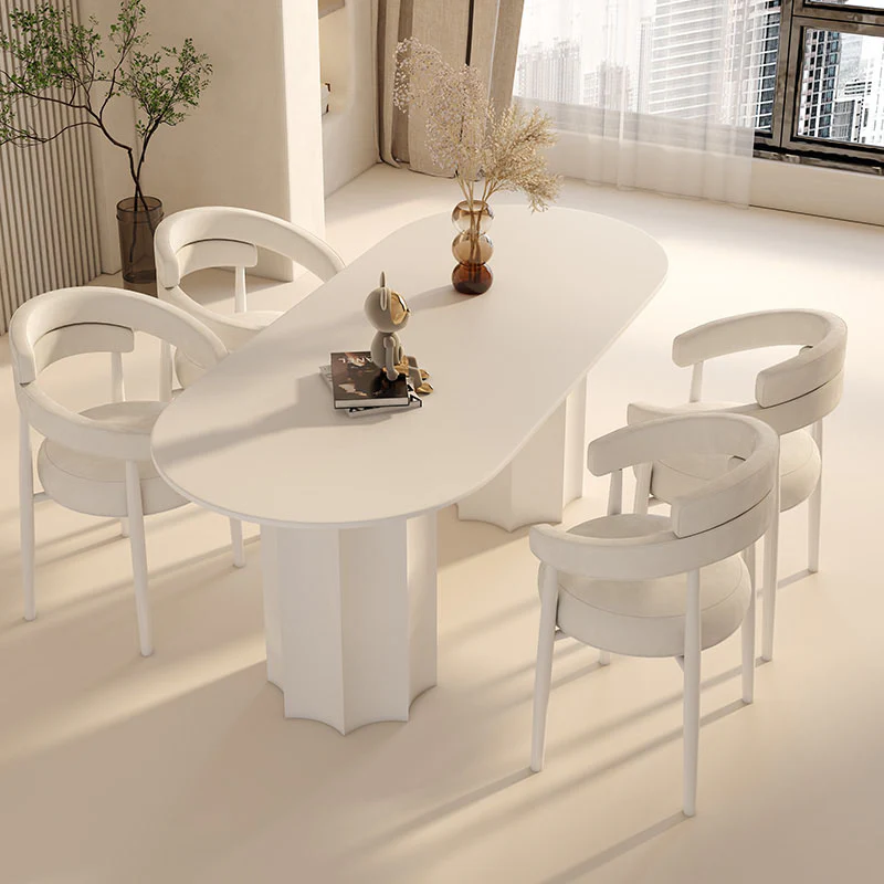 Nordic Style Dining Table Combination, White - Image 4