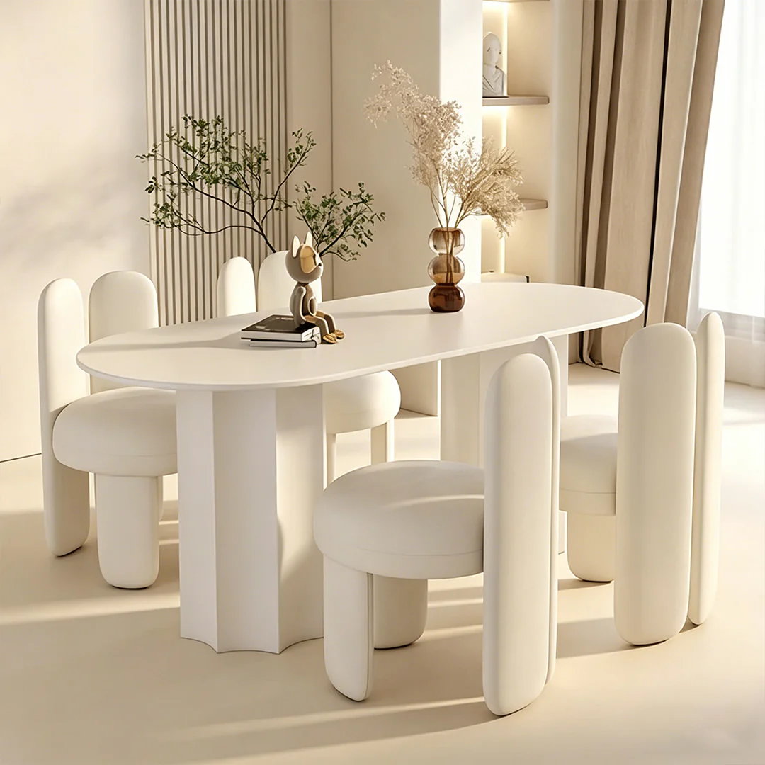 Nordic Style Dining Table Combination, White - Image 6