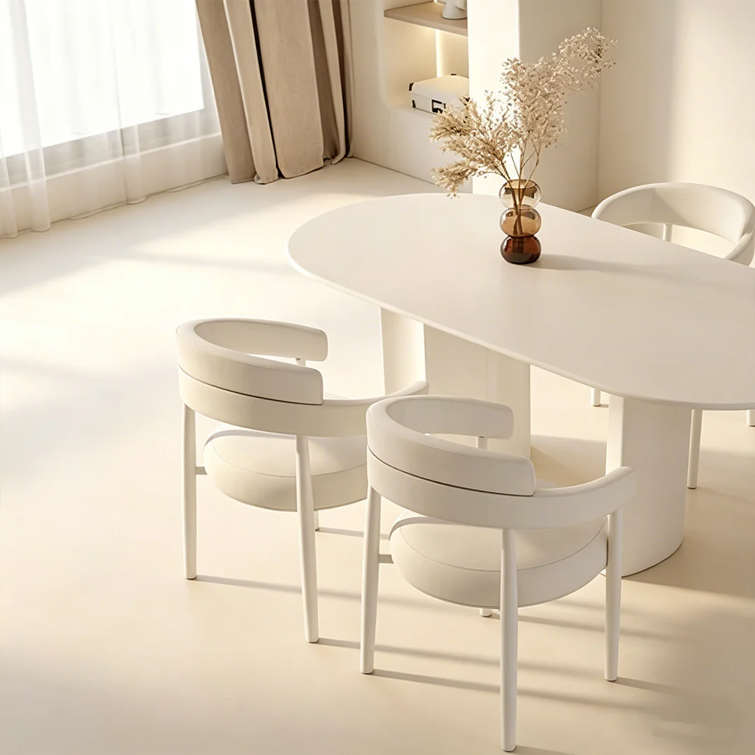 Nordic Style Dining Table Combination, White - Image 7