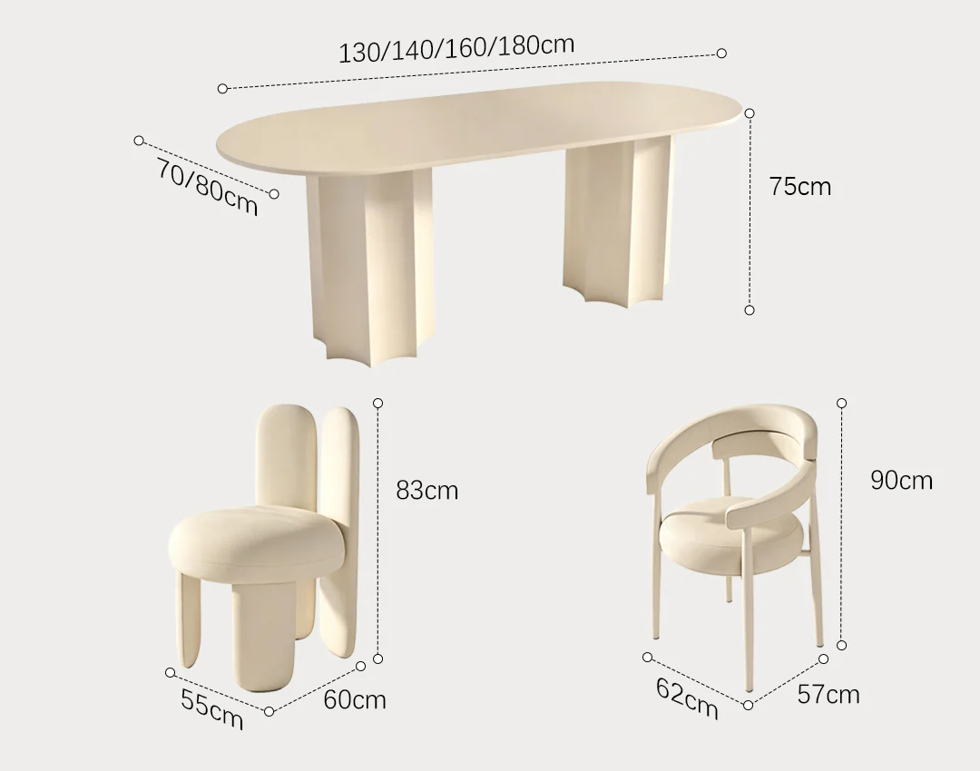 Nordic Style Dining Table Combination, White - Image 9