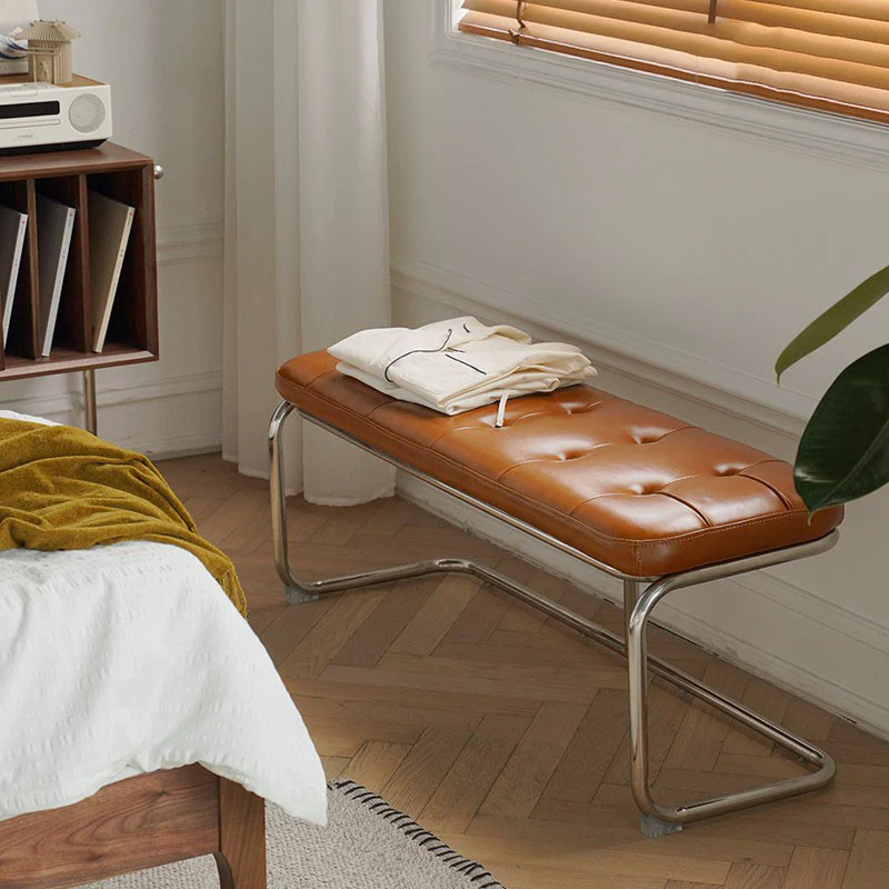 Odelette Vintage Bench, Leather - Image 4