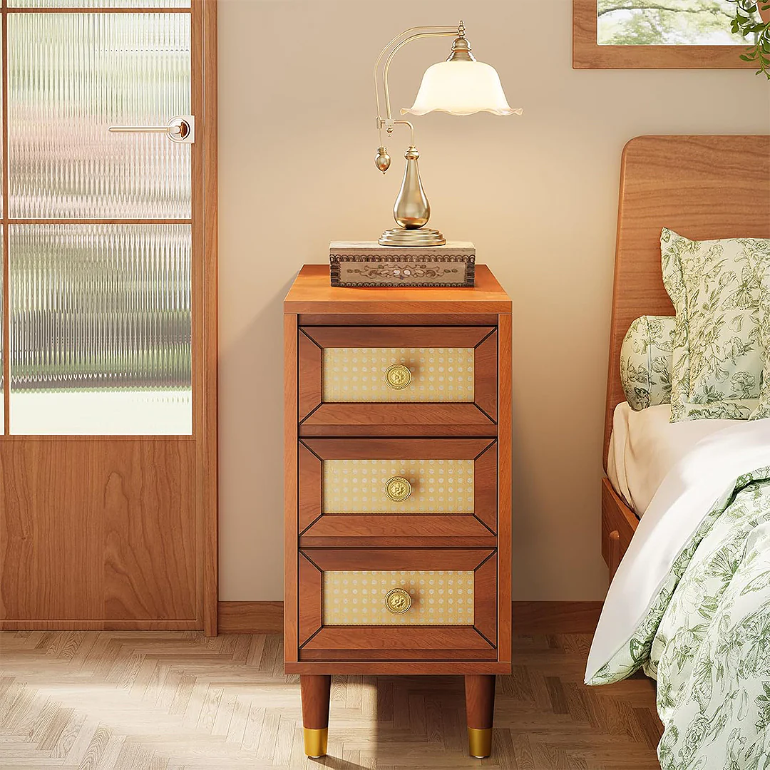 Oliver Rattan Side Table，Bedside Table, Solid Wood - Image 3