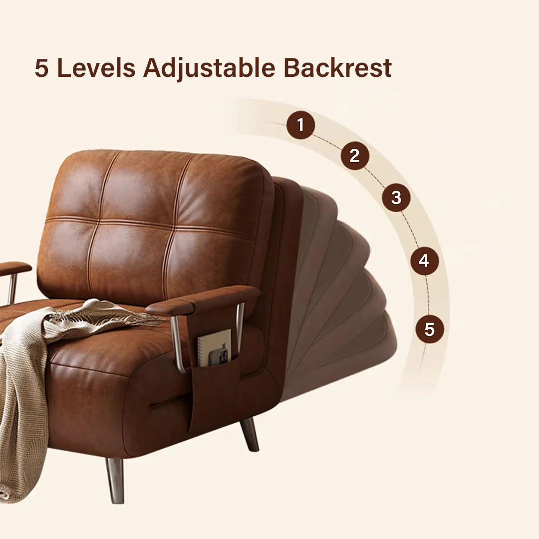 O'Reilly Single Seater Sofa Bed, Brown Leather - Image 10