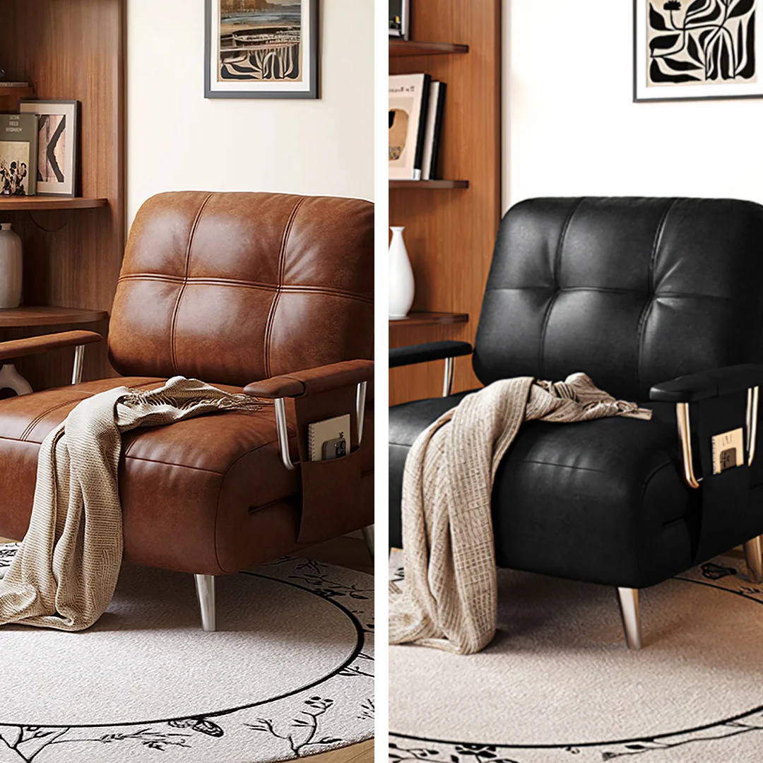 O'Reilly Single Seater Sofa Bed, Brown Leather - Image 11