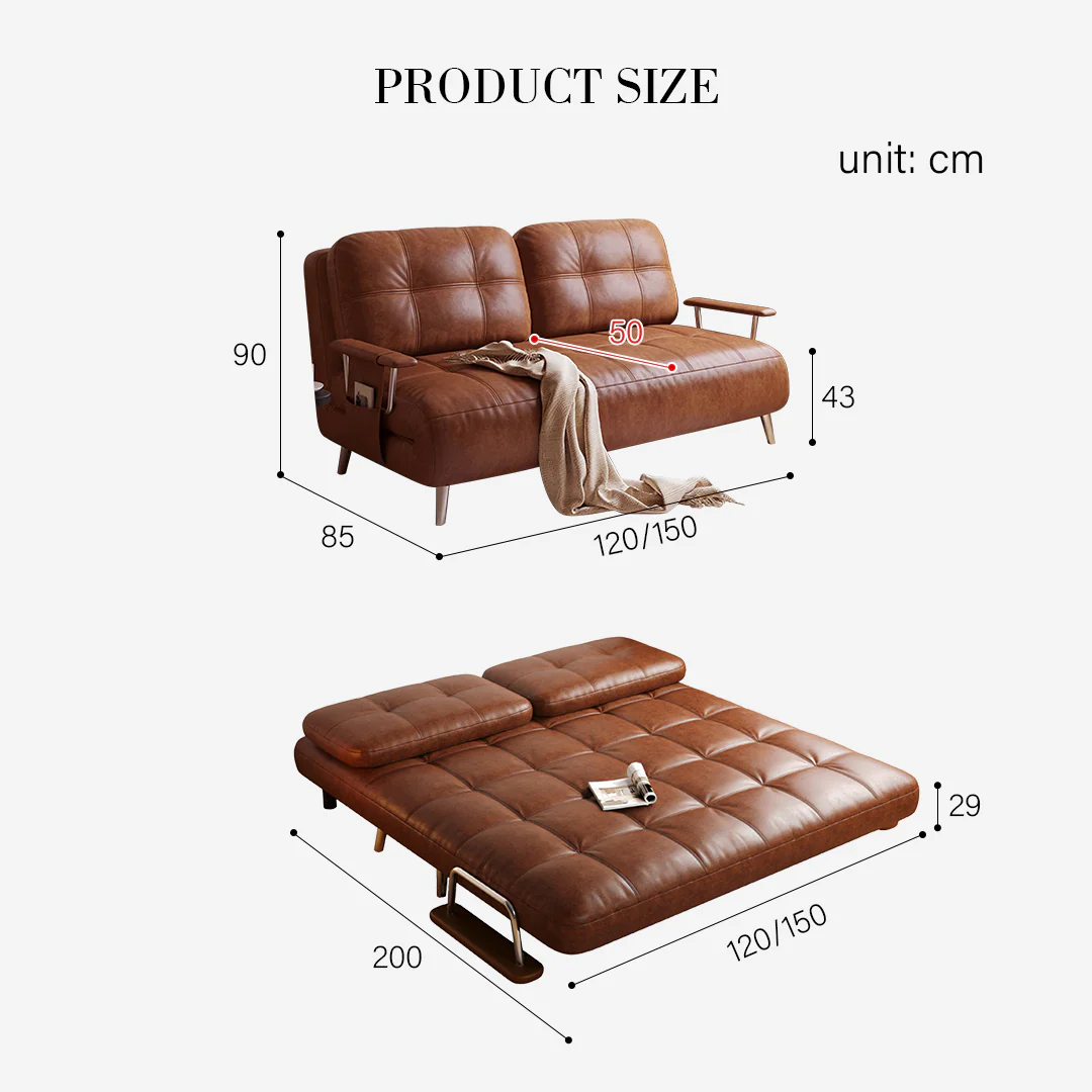 O'Reilly Single Seater Sofa Bed, Brown Leather - Image 14