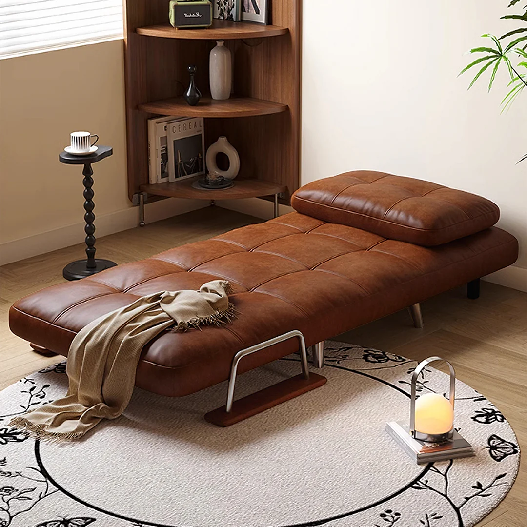 O'Reilly Single Seater Sofa Bed, Brown Leather - Image 3