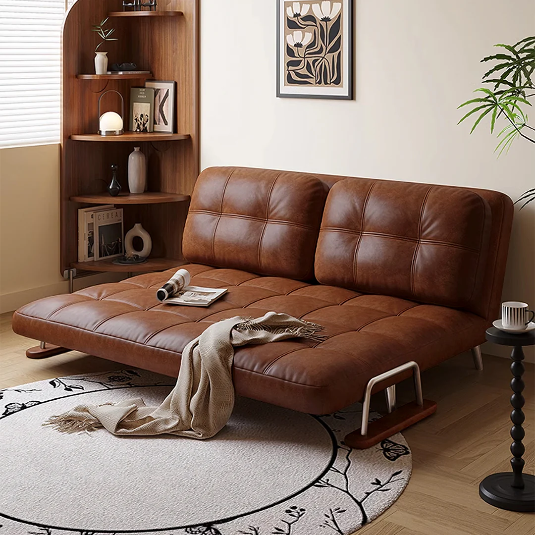 O'Reilly Single Seater Sofa Bed, Brown Leather - Image 5